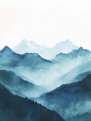 Minimal abstract landscape background vector. Mountain background with watercolor texture . Vector arts design for prints, poster, cover, wall arts and home decoration. illustration