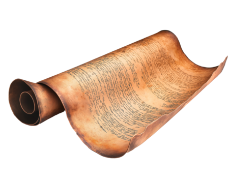 Ancient Scroll PNG Transparent Background, High-Resolution Historical Artifact Photography, Exquisite Cultural Artwork