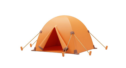 Orange Dome Tent Camping Adventure Illustration