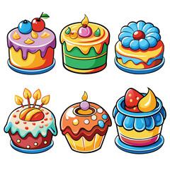 Colorful Birthday Cakes and Cupcakes
