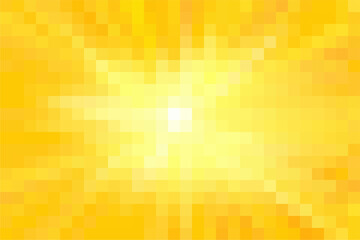 Pixel art of sunburst cartoon yellow background. Comics zoom pixel background with copy space.