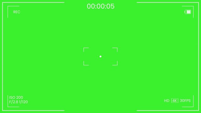 Rec frame viewfinder overlay animation. Cam video movie focusing on chroma key. Surveillance. Camcorder live, digital interface 4k HD loop able