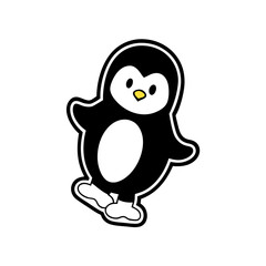 Sticker design of cute penguin