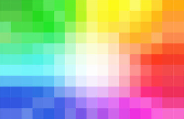 Fototapeta premium Pixel art of sunburst rainbow cartoon background. Comics zoom pixel background with copy space.