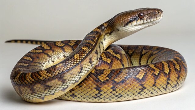 Amethystine Python (Scrub Python) on studio background
