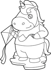 Unicorn Hang gliding Kite Animal Vector Graphic Art Illustration