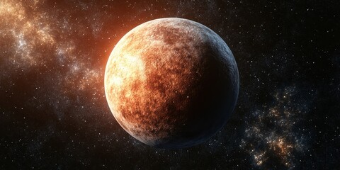 Extraterrestrial planet in space on black background, rendered in 3D, Generative AI