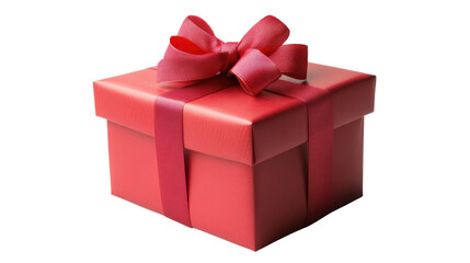 Obraz premium Red Gift Box with Decorative Ribbon Isolated on White Background