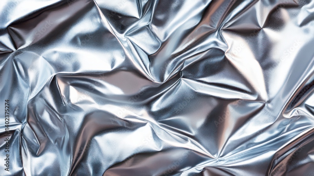 Poster chrome metallic foil flow in abstract texture for background with iridescent colors. metallic colors