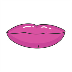 Crimson closed lips in the style of the 90s