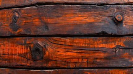 Close-Up of Richly Textured Weathered Wooden Planks with Warm Brown Hues and Distinct Grain Patterns