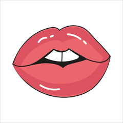 Red lips in the style of the 90s