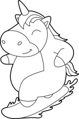 Unicorn Snowboard Winter sports Animal Vector Graphic Art Illustration