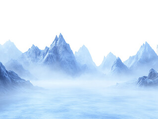 Obraz premium Misty Blue Mountains: A Tranquil Winter Landscape, PNG