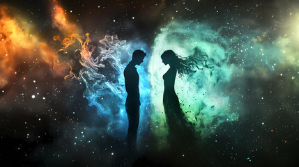 Fototapeta premium man and woman silhouette