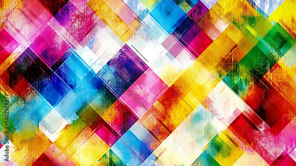 Aufkleber vibrant abstract geometric pattern with colorful overlapping shapes creating a dynamic visual effect