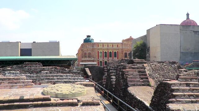 Templo Mayor Museum temple ruins in Mexico City Mexico.