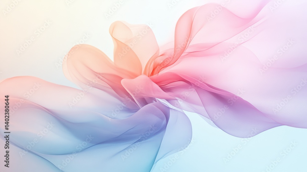 Poster a delicate abstract flower gently fading into a soft gradient background, creating a serene and calm
