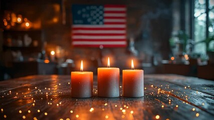 Patriotic Independence Day with American flag fireworks and candles - Powered by Adobe