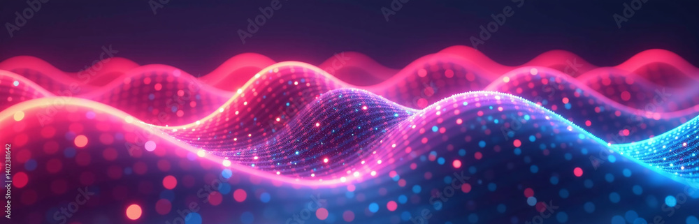Aufkleber vibrant neon waves form dynamic patterns in digital art designed to evoke futuristic and immersive e
