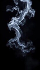 Fototapeta premium Ethereal white smoke drifts and swirls across a deep black void, vapor, white, monochrome