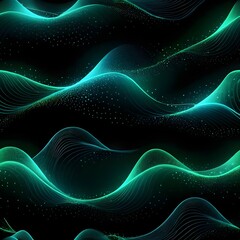 Abstract Teal and Black Wave Pattern