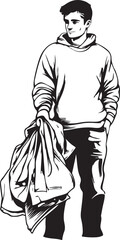 sketch of a man with a bag