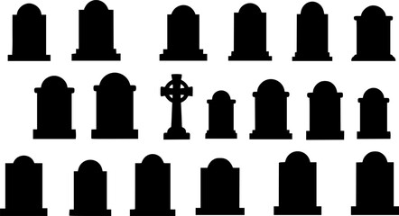 Set of silhouette grave on a white background. Halloween vector for decoration or sticker
