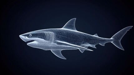 Naklejka premium 3D Wireframe Great White Shark