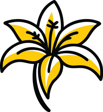 yellow lily flower with black outline clip art preview