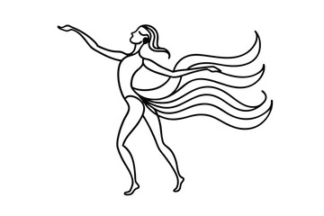 a dancing figure in flowing lines        