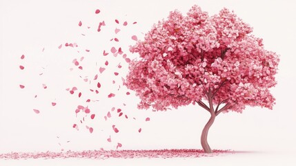 Obraz premium Pink Blossom Tree with Falling Petals