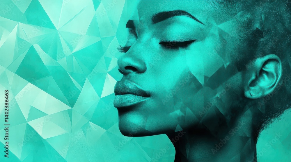 Poster abstract teal geometric background with triangle pattern. illustration
