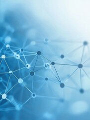 Abstract connected dots on bright blue background. Technology concept illustration