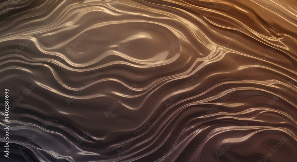 Poster a brown and gold wave pattern with a shiny, reflective surface