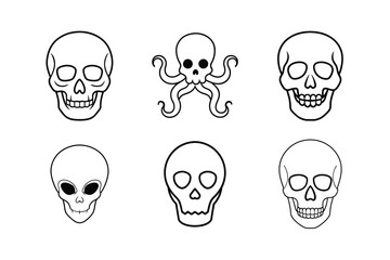 Set of Skull Line art 