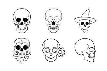 Set of Skull Line art 