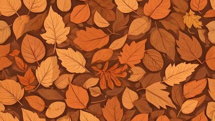 Seamless Autumn Leaves Pattern in Warm Tones