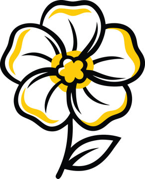 yellow white flower black outline clip art preview