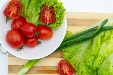 Fresh avocado and tomato salad in a bowl 