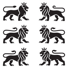 Royal heraldic Vector Black silhouettes lions. with white background