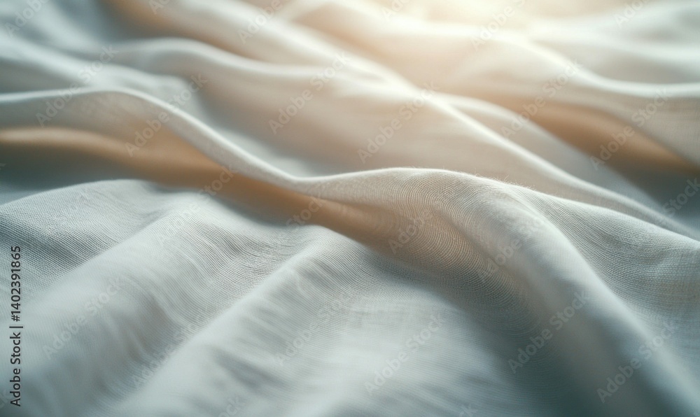 Poster close-up of elegant, flowing fabric with soft folds and subtle, diffused lighting.