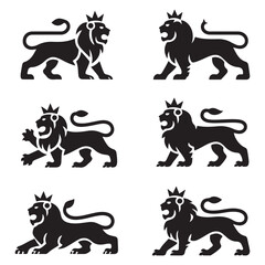 Royal heraldic Vector Black silhouettes lions. with white background