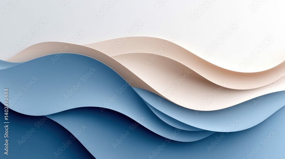 Poster a calming abstract composition featuring layers of colored paper creating a serene, flowing design.
