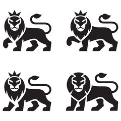 Royal heraldic Vector Black silhouettes lions. with white background