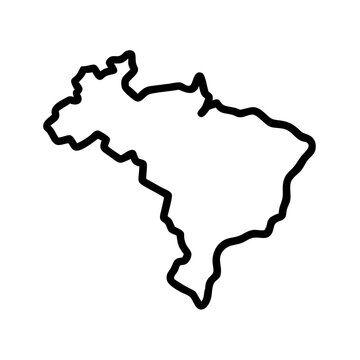 &Iacute;cone de mapa contorno do Brasil arte linear simplificada vetor PNG isolado em fundo branco ou transparente