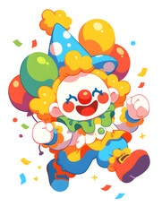 Naklejka premium Children's Day April Fool's Day circus carnival clown figure illustration