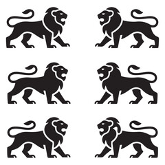 Royal heraldic Vector Black silhouettes lions. with white background