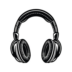Gaming headphone stylish design icon silhouette vector with white background