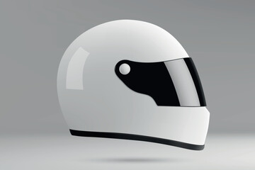 White full face helmet with black visor side view